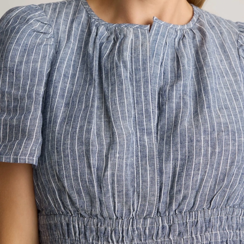 Quince Elegant Blue Striped Maxi Dress - Picture 3 of 5